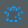 Pegatina de pared luminosa de pingüino azul y estrellas para decoración de interruptor - Azul