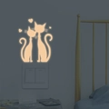 Pegatinas de gatos luminosos con corazones para interruptores de dormitorio - Rosa