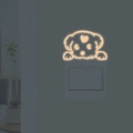 Luminous cute cartoon dog wall sticker with heart for home light switch decoration - Pink