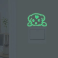Glow in the dark cartoon puppy wall sticker with heart design for home light switches - Green