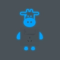 Luminous blue cartoon cow light switch sticker for a glowing home wall decoration - Blue Luminous