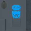 Leuchtender Bären-Wandaufkleber mit Hello-Schriftzug und hellem blauem Fluoreszenzlicht - Blau