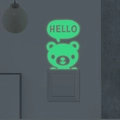 Leuchtender Bärenaufkleber mit Hello-Text für die Schalterdekoration im Haus - Grün