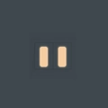 Close-up of dual rocker wall switch with warm orange LED luminous backlight on matte grey - Pink