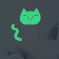 Adesivo murale gatto luminoso per interruttori con effetto fluorescente verde al buio - Verde