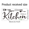 Detailed size chart showing Kitchen wall sticker dimensions 40cm x 19.5cm in black - Black Kitchen Slogan (FX-A274) / 19.5*40CM
