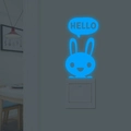 Pegatina de pared de conejo azul luminoso con texto Hello para decorar interruptores - YG65 Luz Azul