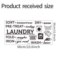 Detail showing self-adhesive laundry wall decal dimensions 60x30cm with laundry icons - Standard Layout (FX-B316)