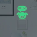Adesivo murale cane verde fluorescente HELLO per decorazione interruttore di casa - Verde