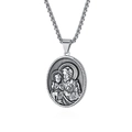 Pendentif Saint Joseph et l'Enfant Jésus en relief avec chaîne torsadée argentée - Style St. Joseph (Style B) / Pendentif uniquement / Acier