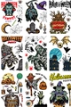 Stickers Halloween pour vitres avec vampire, citrouille et château style BD - Grand Style