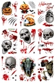 Halloween scary static window stickers with blood handprints and skeleton pumpkin designs - Horror Skull Blood Pumpkin Set