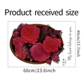 Dettaglio dell'adesivo murale con rose rosse e scritte con misure precise - 40*60cm