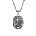 Collier vintage argenté avec pendentif ovale Sainte Barbe et chaîne torsadée - Style Ste. Barbe (Style G) / Pendentif uniquement / Acier