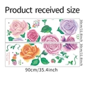 Detaillierte Größentabelle mit 90x30cm Layout für bunte Rosenblüten-Wandaufkleber - Rosen Blumenmuster (LD96008) / 30*90cm*2