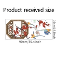 Detailed product layout showing dimensions for 90x39cm Chinese plum blossom wall stickers - 39*90CM