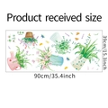 Detailed dimensions of floral potted plant wall stickers showing 90x39cm layout size - 39*90CM