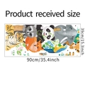 Detaillierte Maße der PVC Wandsticker mit Cartoon Tieren wie Tiger Panda und Elefant Motiven - 39*90CM