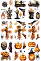 Pegatinas de Halloween para ventanas con calabazas en llamas, fantasmas y murciélagos - 20*30cm*9pcs