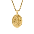 Collier avec médaillon ovale Saint-Benoît religieux en finition or poli - Style St. Benoît (Style D) / Pendentif uniquement / Or