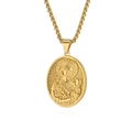 Collier avec pendentif ovale doré vintage Saint Barbara et chaîne torsadée - Style Ste. Barbe (Style G) / Pendentif uniquement / Or