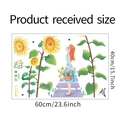 Pegatinas de pared de PVC con girasoles y niña, diseño de lámina de 60x40cm - 40x60cm