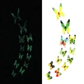 Stickers muraux papillons 3D fluorescents avec effet lumineux et couleurs vives variés - H-023 / Vert