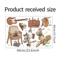 Detaillierte PVC-Wandaufkleber mit Vintage-Gitarre und Sofa-Grafiken für die Deko - 40*60cm