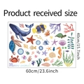Detailed sheet of cartoon ocean animals wall stickers with whale and turtle, 60x40cm size - 40*60cm