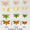 Adesivi murali api 3D colorate in carta a doppio strato, set da 12 pezzi misure miste - Ape Multicolore A