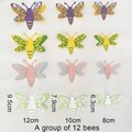 Set di 12 adesivi da parete 3D a forma di ape colorata, doppio strato in varie dimensioni - Ape Multicolore B