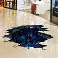 3D Halloween floor decal featuring a grim reaper and pumpkins on marble ground - Death Skull Pumpkin Style (halloween025)