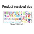 Detail view of colorful BE BRAVE wall stickers for kids rooms measuring 90x39 cm - 39x90cm Layout