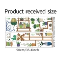 Detalle de dimensiones para vinilo decorativo de plantas verdes vintage y estantes - Diseño de 30*90CM*2PCS