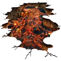3D Halloween floor sticker featuring scary skulls, flaming lava, and broken wall effect - Hell Lava Skull Style (halloween052)