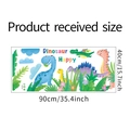 Detail van dinosaurus muursticker met productafmeting 90cm x 40cm op een witte achtergrond - 40x90cm Lay-out