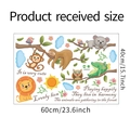 Detail showing 60x40cm PVC layout of cartoon animal wall stickers with lions and monkeys - 40*60cm