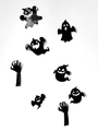 3D Halloween wall stickers featuring black cartoon ghosts and skeletal hands for DIY decor - 3D Ghost and Demon Hand Set (SK-YL-1)