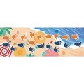 Self-adhesive beach themed floor sticker with colorful handprints and footprints for kids - Ocean Wave Beach Footprints (TY006)
