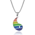 Ciondolo Yin Yang arcobaleno in acciaio inossidabile con smalto colorato su catena box - Ciondolo Con Catena - Stile A