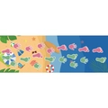 Self-adhesive summer beach themed floor sticker with colorful hand and foot print game - Beach Surfing Interaction (TY007)
