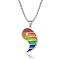Collana con ciondolo Yin Yang arcobaleno in acciaio al titanio lucido e smalto colorato - Ciondolo Con Catena - Stile B