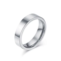 Polished silver tungsten steel minimalist ring with smooth interior and metallic shine - Size 6 / Narrow Version / Steel