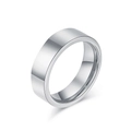 Minimalist silver tungsten steel wide band ring with high-polished mirror finish for unisex - Size 6 / Regular Fit / Steel