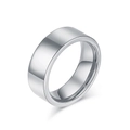 Polished silver tungsten steel minimalist ring with a sleek high-gloss flat top finish - Size 6 / Wide Version / Steel