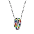 Rainbow interlocking triple circle pendant necklace made of polished stainless steel - Rainbow Interlocking Double Ring Necklace (With Chain) / 60CM+5CM