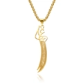 18K gold plated titanium steel dagger necklace with Arabic script cut-out design - Large (With 3.5mm*60cm Chain) / Gold