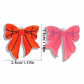 Detail view of acrylic bow pendants with basketball texture and dimensions of 2.8cm - Basketball Pattern (A6-453)