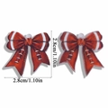 Macro view of acrylic bow pendants with American football print and 2.8cm size markings - American Football Pattern (A6-452)