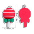 Dettaglio dei ciondoli lecca-lecca in resina rossa, bianca e verde con misure indicate - Stile Forma Lecca-Lecca (A6-388)